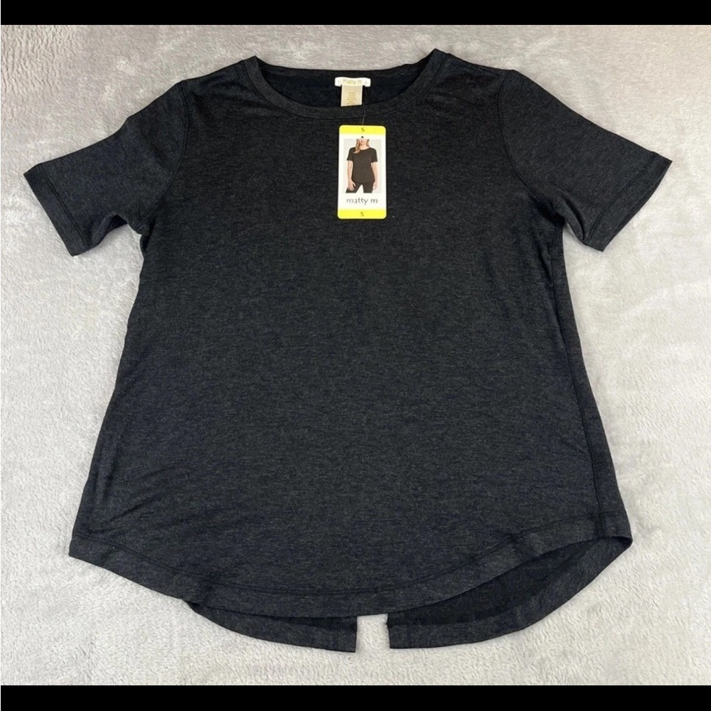 Matty M Womens Charcoal Gray Short sleeve top size small